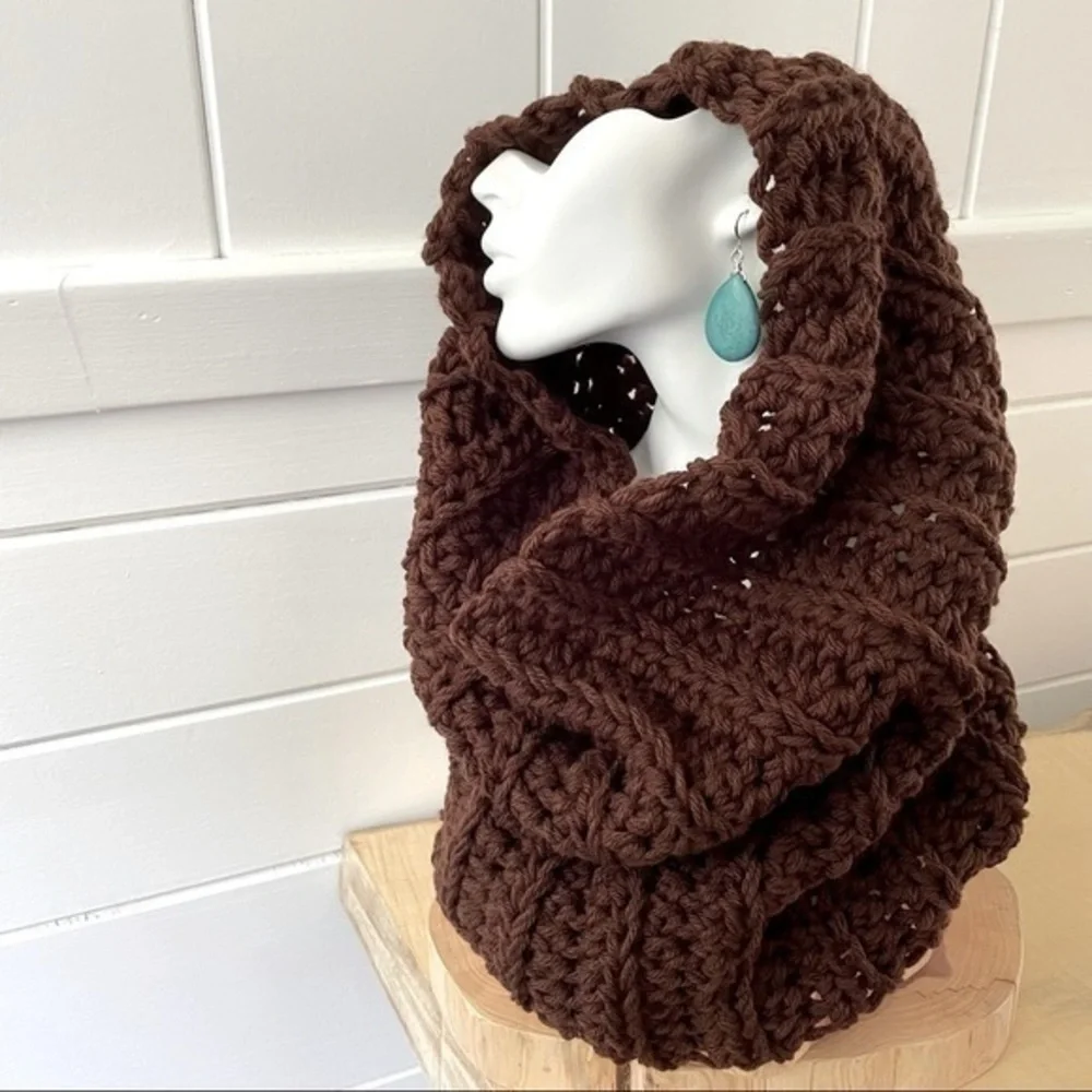 $49 SALE Handmade Infinity Crochet Chunky Knit Cowl Scarf Winter Men Women